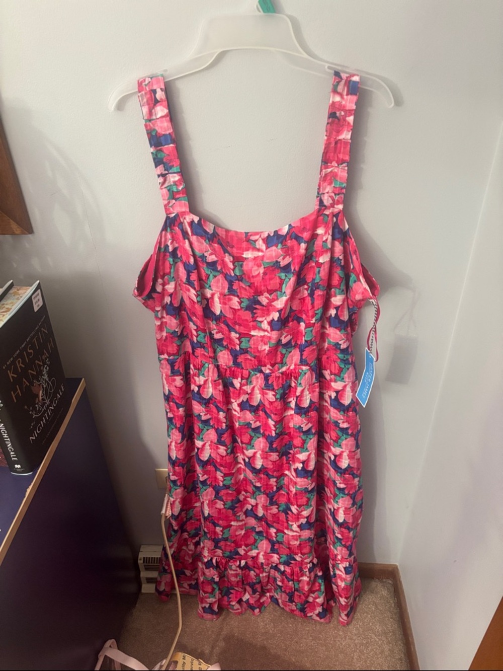Draper James Fuchsia Floral Sundress with Teal & Navy Accents